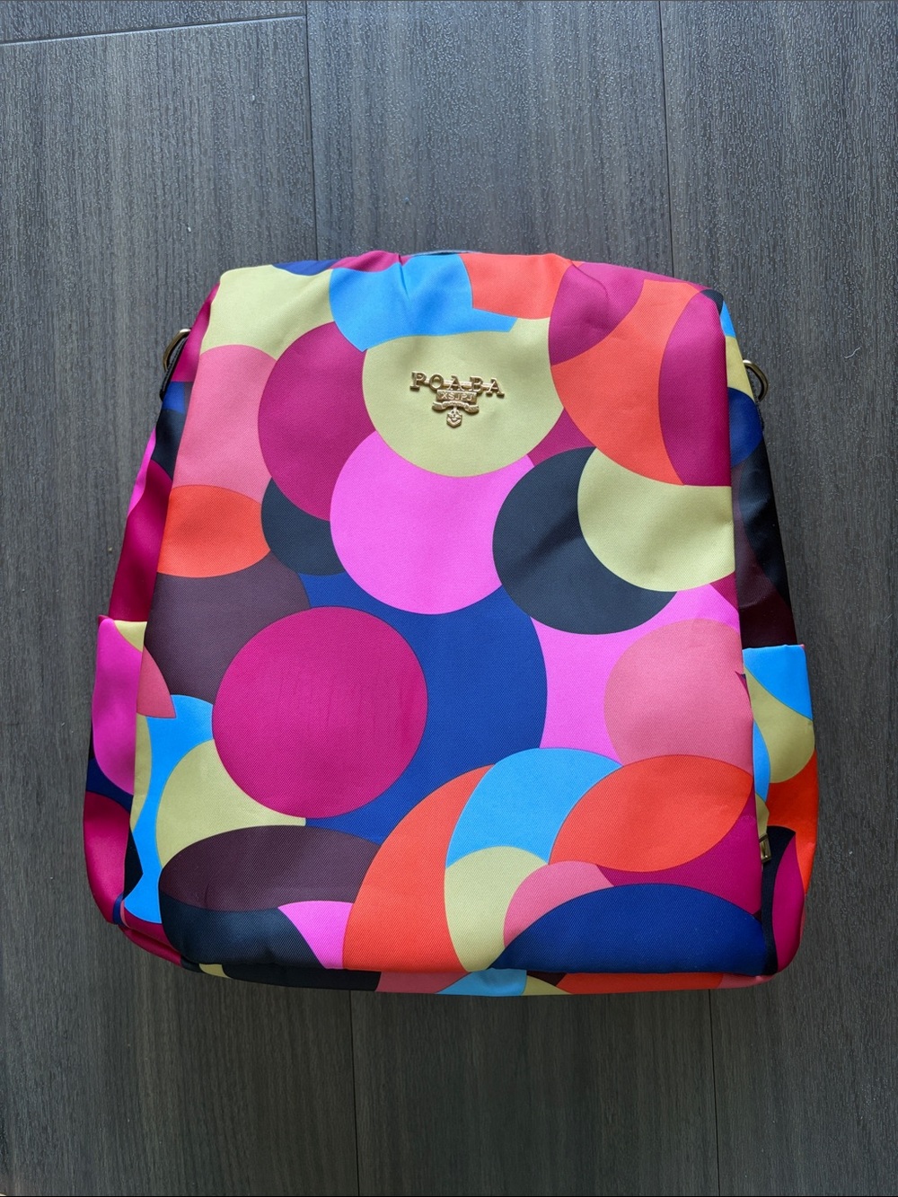 LPA Multicolor Circle-Print Women’s Backpack - Pink Blue Yellow Red